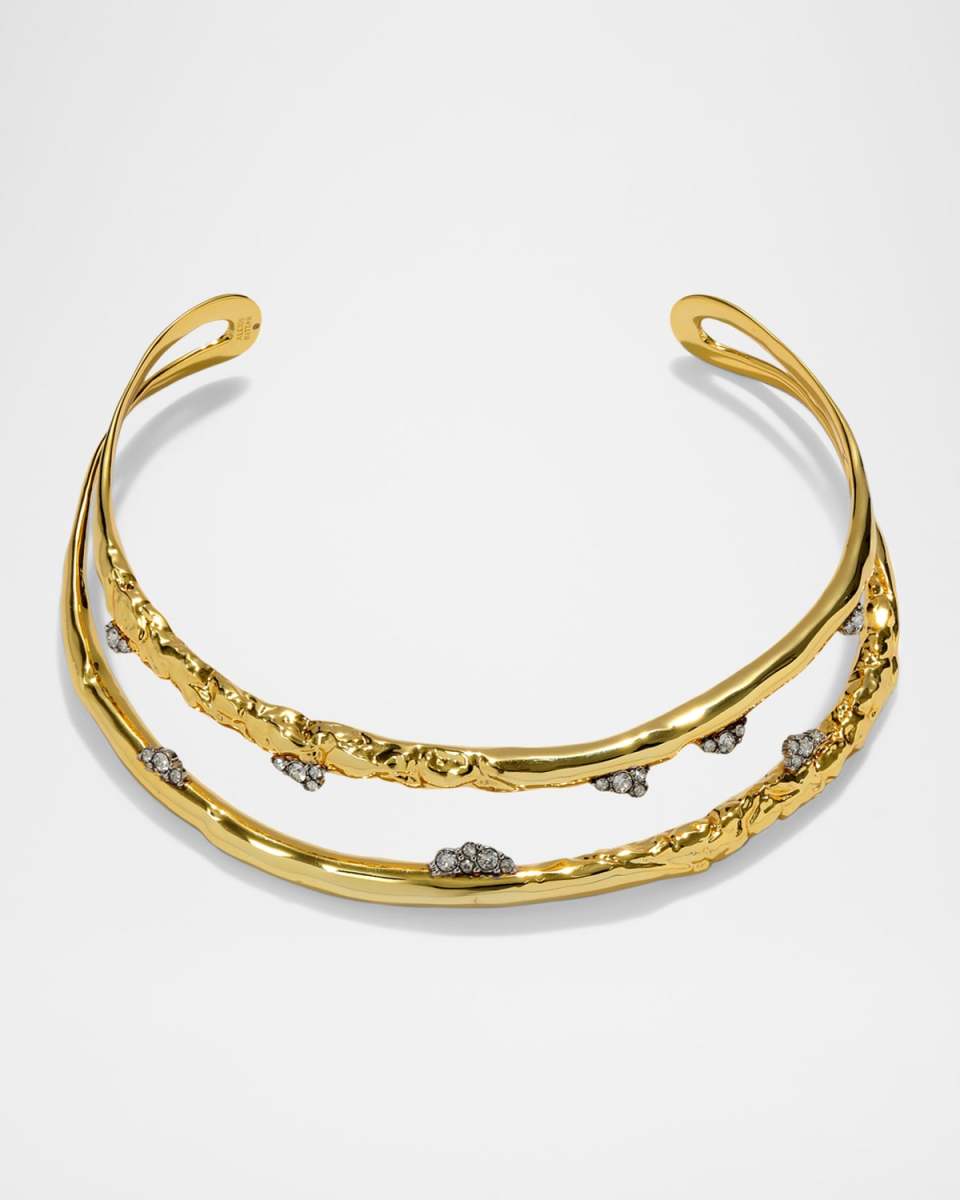 Brut Gold Crystal Thorned Open Collar